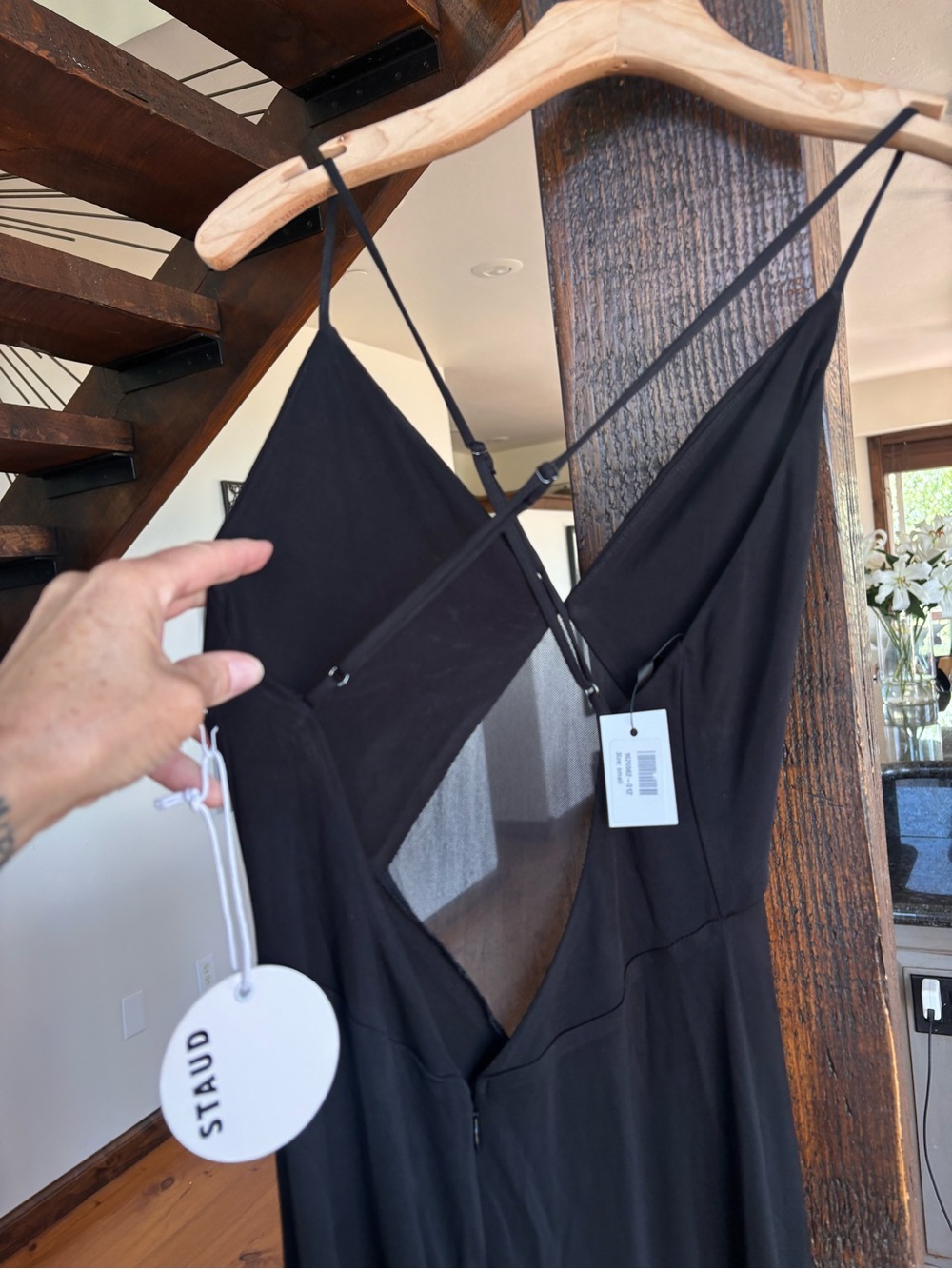 STAUD Fleur Dress – Black Sheer Cutout Maxi Gown NWT Size Small MSRP$450 - Picture 11 of 16